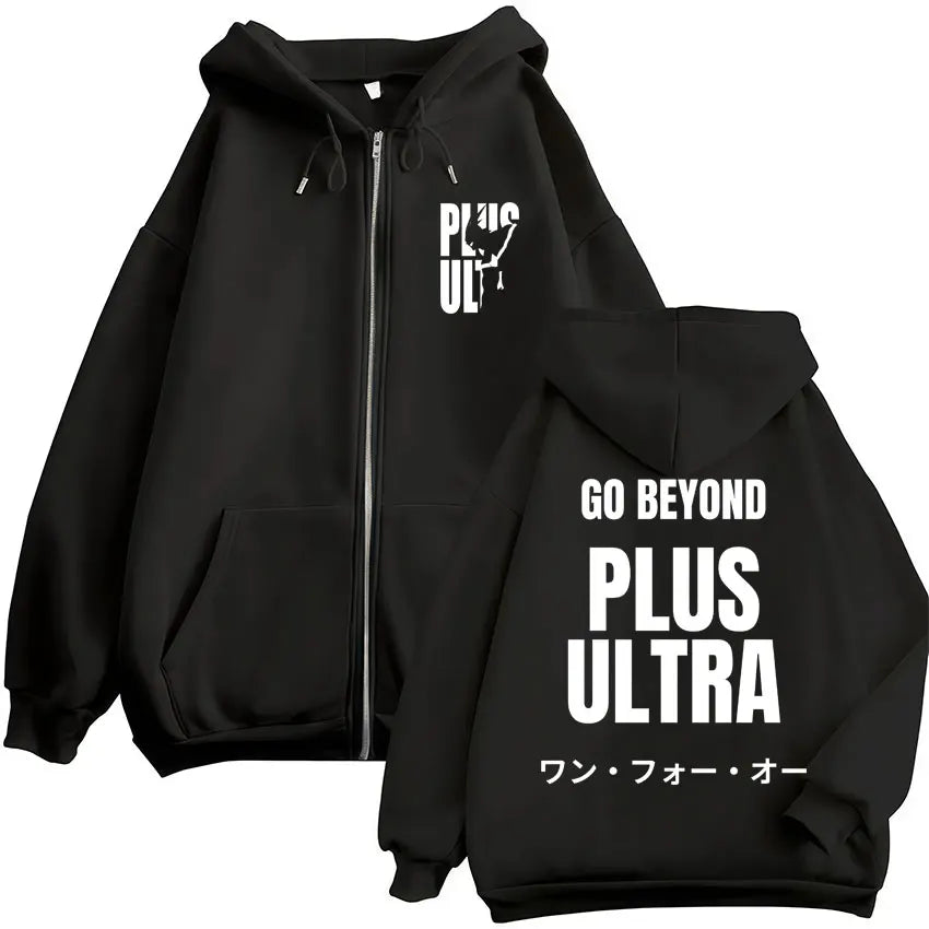 Unisex Reißverschluss Hoodie mit Kordelzug und Motivdruck – Verschiedene Designs