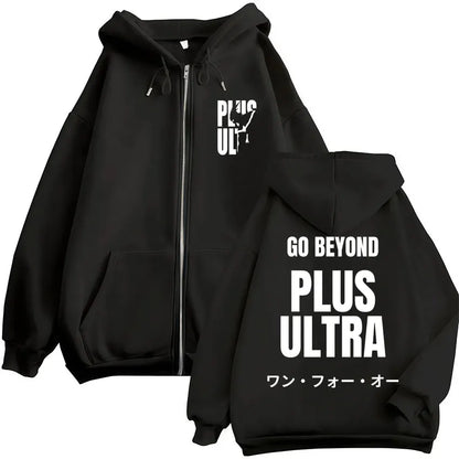 Unisex Reißverschluss Hoodie mit Kordelzug und Motivdruck – Verschiedene Designs
