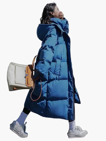 Damen Winter Daunenmantel Lang Steppmantel Oversize Warm Outdoor Freizeit