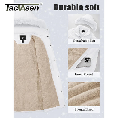 Damen Winterparka gesteppt mit Kunstfellkapuze und Teddyfutter