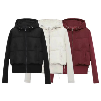 Kurze Steppjacke mit Kapuze für Damen