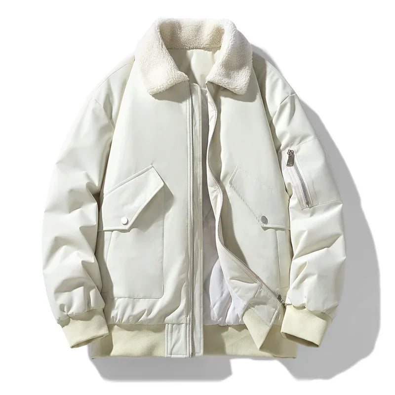 Herren Winterjacke mit Lammfellkragen – Modischer, warmer Freizeitmantel für kalte Tage