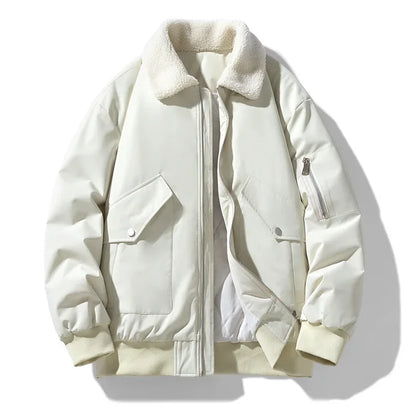 Herren Winterjacke mit Lammfellkragen – Modischer, warmer Freizeitmantel für kalte Tage