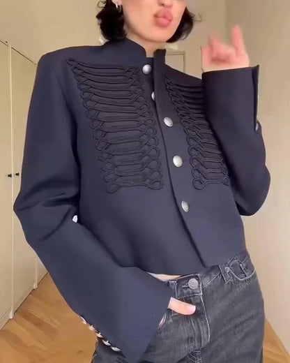 Kurze Damen Uniformjacke Schwarz mit Zierborten