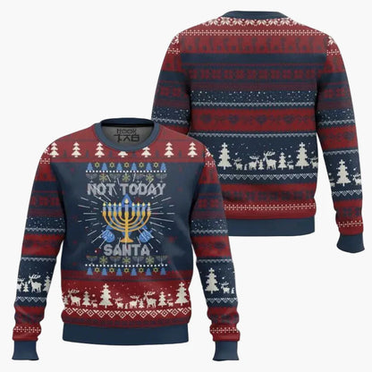 Herren Weihnachtspullover mit Chanukka-Motiv – Lustiger "Not Today Santa" Ugly Sweater für Feiertage