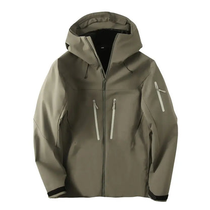 Unisex Kapuzenjacke Outdoor Wanderjacke mit Reißverschlusstaschen