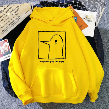 Hoodie mit Pinguin-Print, Beige