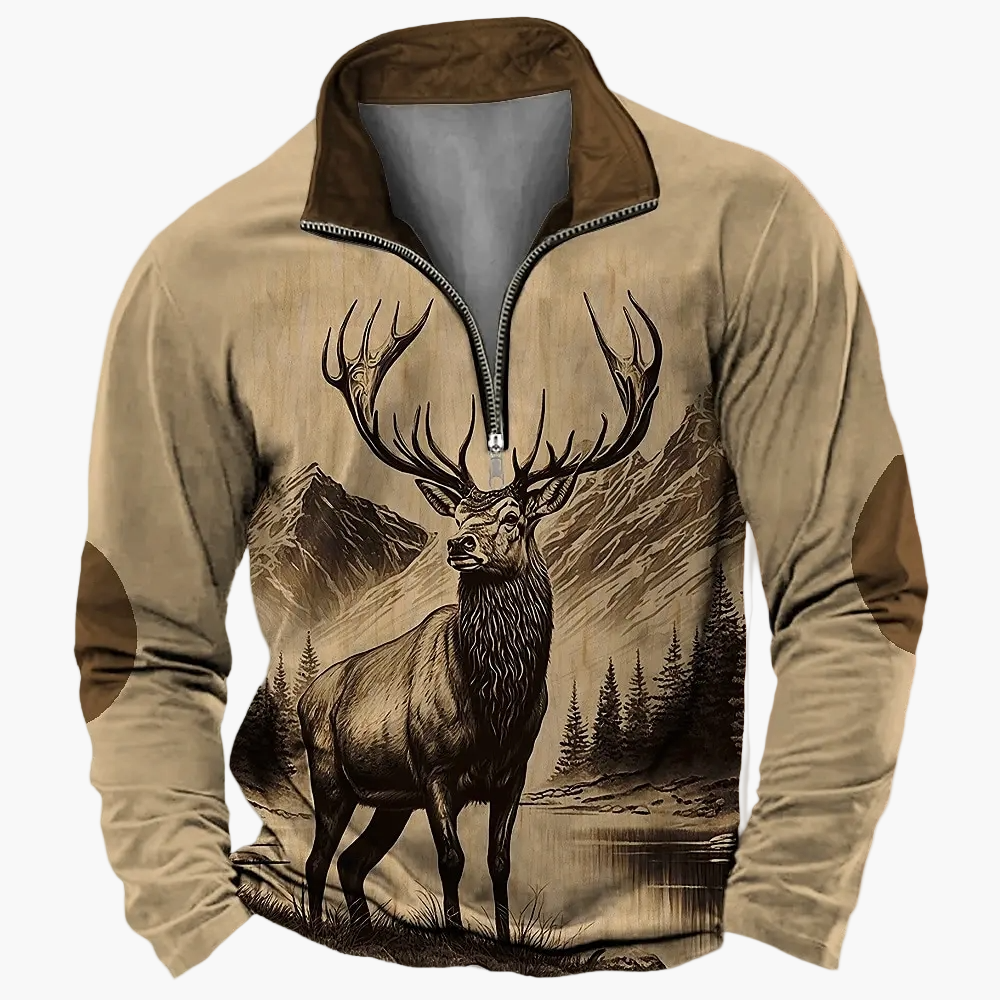 Herren Half-Zip Pullover mit Jagdmotiv