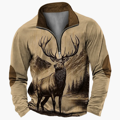 Herren Half-Zip Pullover mit Jagdmotiv