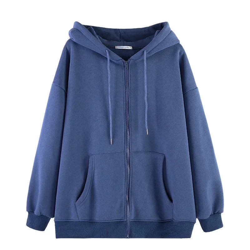 Unisex Oversize Kapuzenjacke mit Reißverschluss – Bequemer Kapuzenpullover mit Bauchtasche