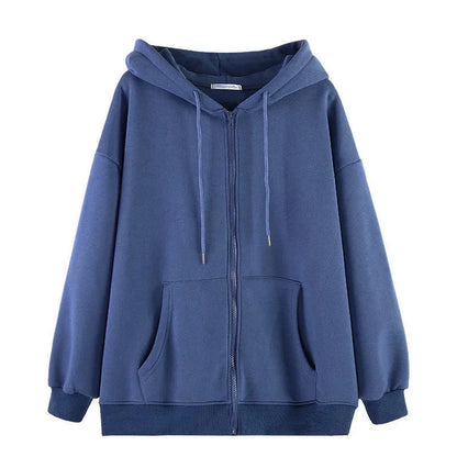 Unisex Oversize Kapuzenjacke mit Reißverschluss – Bequemer Kapuzenpullover mit Bauchtasche