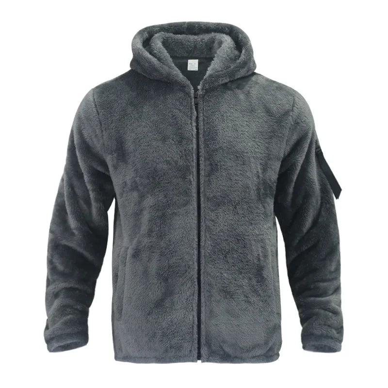 Teddyfleece Kapuzenjacke mit Reißverschluss für Herren