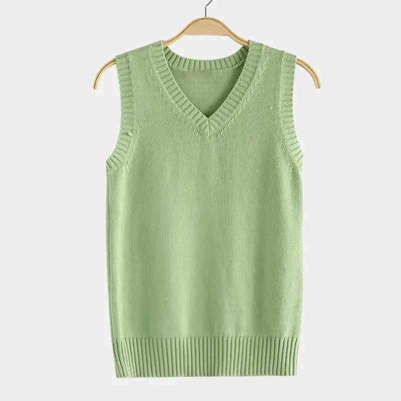 Unisex Strick Pulloverweste V-Ausschnitt Ärmellos Gerippte Säume