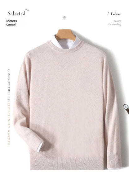 Herren Rundhals Pullover Langarm Feinstrick Basic