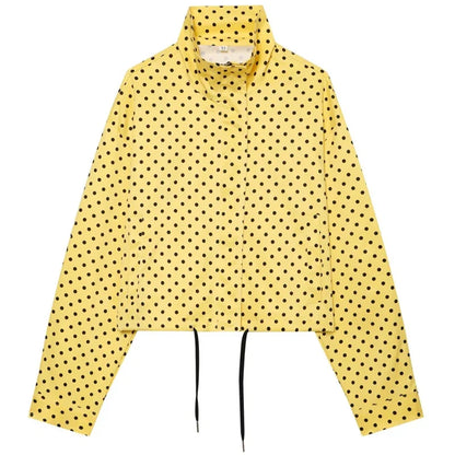 Damen Kurzjacke mit Stehkragen und Tupfenmuster - Weiß Schwarz