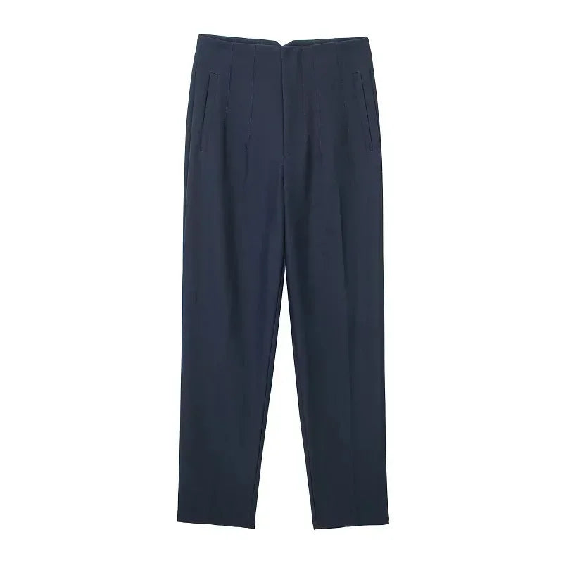 Damen High-Waist Hose Business Elegant Knöchellang
