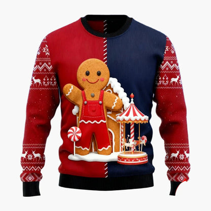 Herren Weihnachtspullover Ugly Christmas Sweater mit Lebkuchenmann, Rentier & Weihnachtsbaum – Perfekt für festliche Anlässe