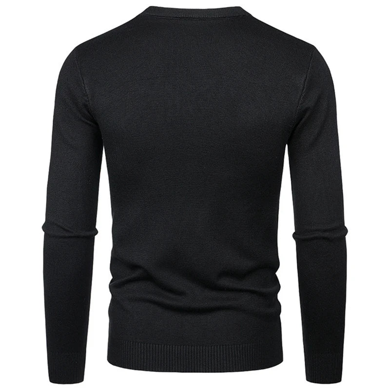 Herren Rundhals Pullover Langarm Feinstrick