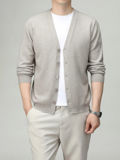 Herren Strickjacke V-Ausschnitt Knopfleiste