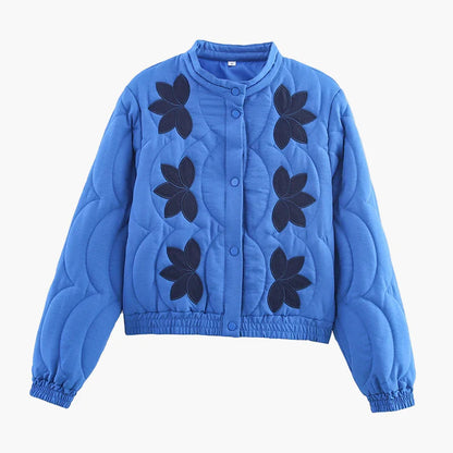 Damen Freizeit Steppjacke mit Blumenmuster – Modische Übergangsjacke für Alltag und Reisen