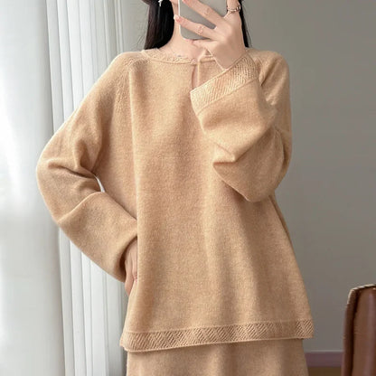 Damen Pullover Langarm Rundhals mit Lochdetails Hellrosa