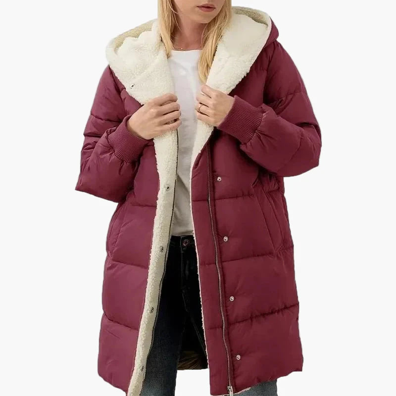 Damen Winter Steppmantel mit Kapuze – Langer, warmer Outdoor Mantel für kalte Tage