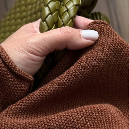 Damen Langarm Pullover mit Rundhalsausschnitt Freizeit Strick-Oberteil