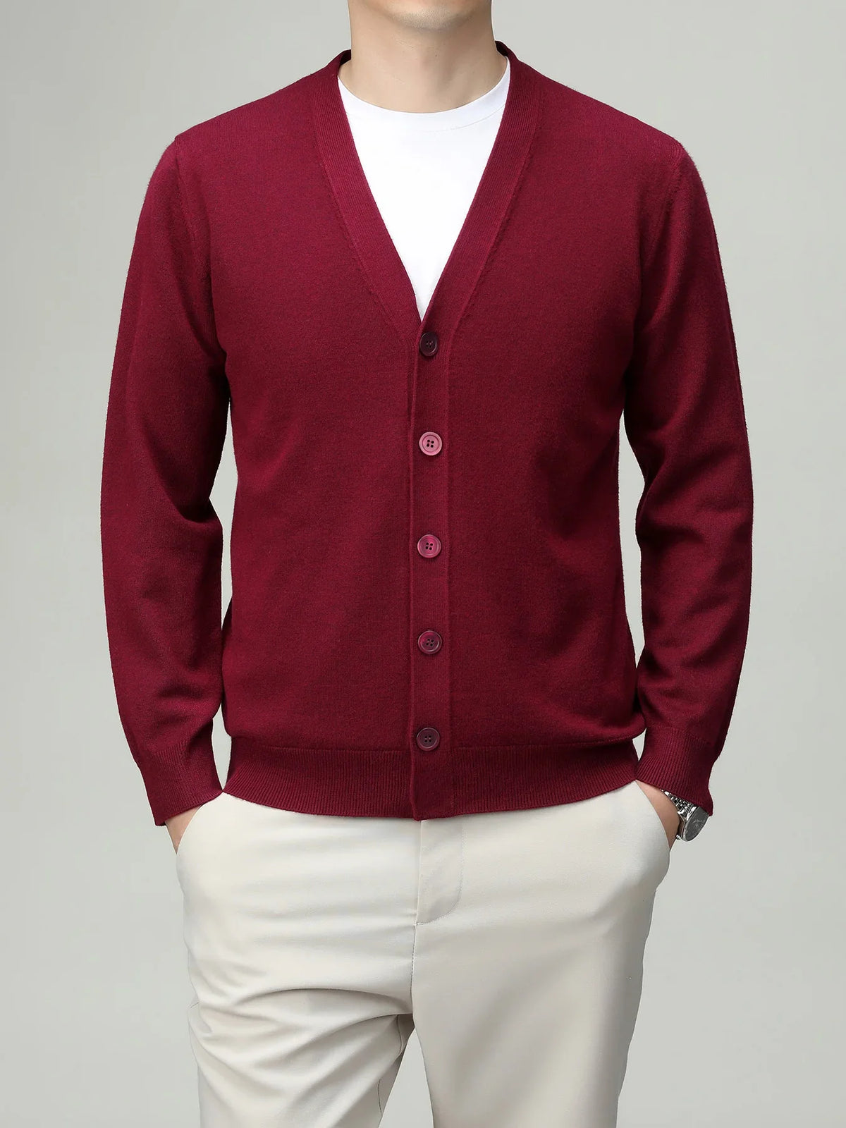 Herren Strickjacke V-Ausschnitt Knopfleiste