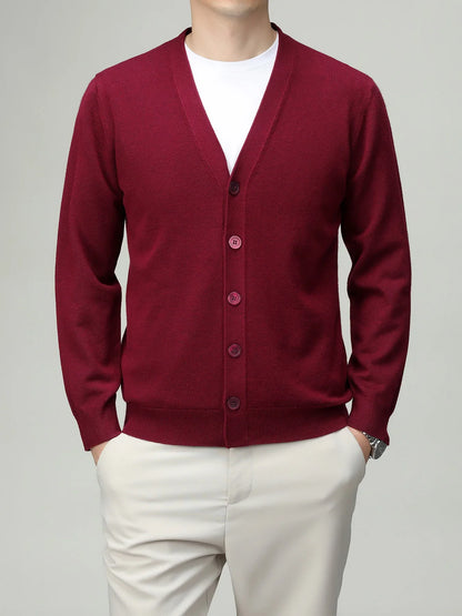 Herren Strickjacke V-Ausschnitt Knopfleiste