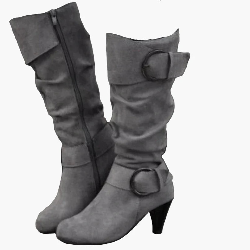 Damen Stiefel mit Absatz und Schnallen – Modische Herbst- und Winterstiefel für Alltag und Freizeit