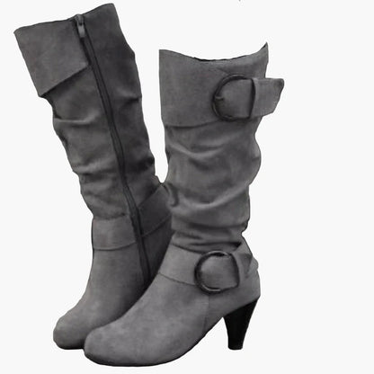 Damen Stiefel mit Absatz und Schnallen – Modische Herbst- und Winterstiefel für Alltag und Freizeit