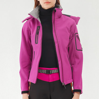 Damen Softshelljacke mit Stehkragen winddicht wasserabweisend Schwarz