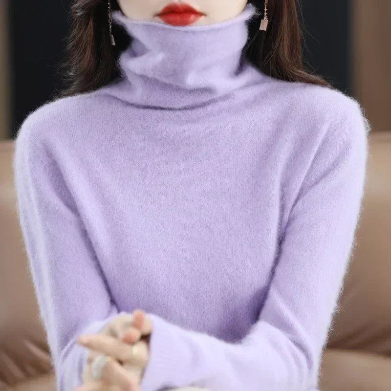 Damen Rollkragenpullover mit langen Ärmeln, weiches Material