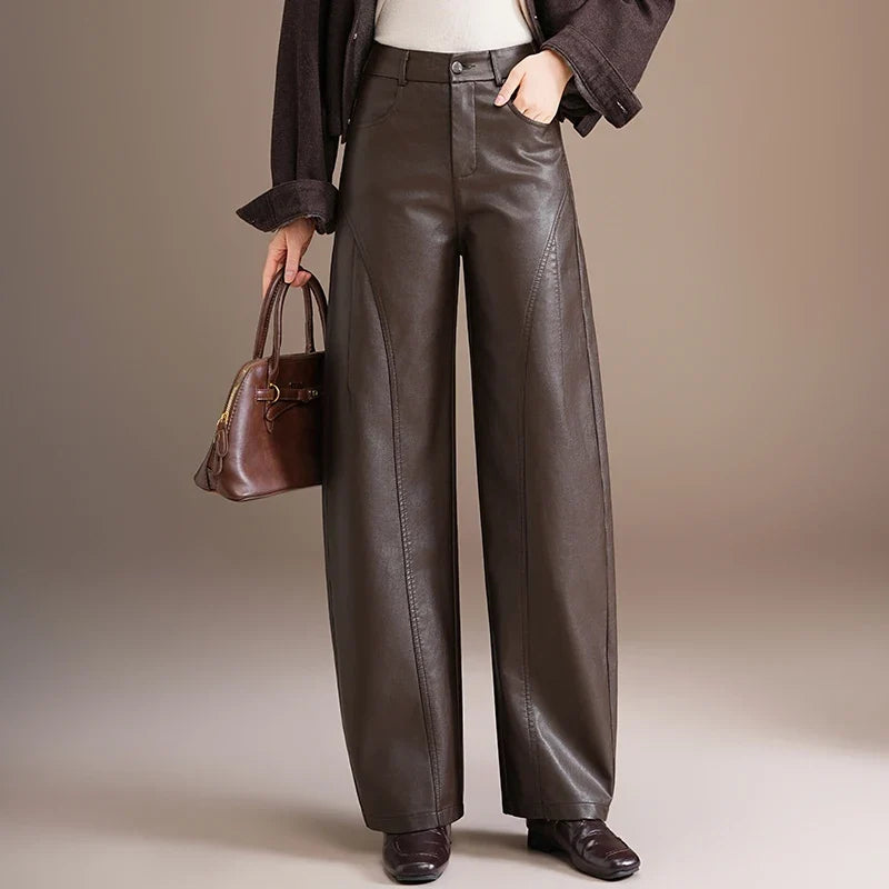 Damen Weite Hose mit weitem Bein und hoher Taille