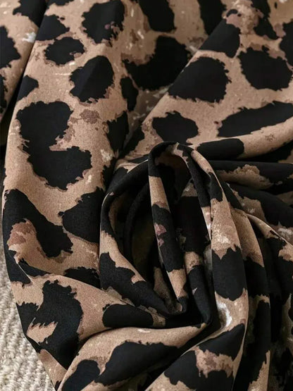 Damen Palazzo Hose Leo-Print Weites Bein