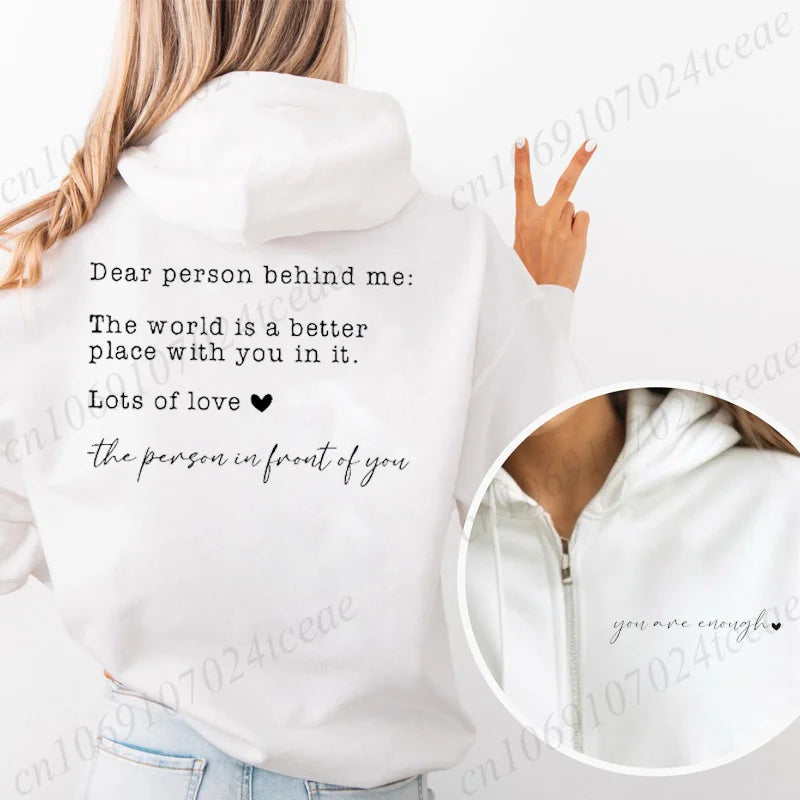 Damen Hoodie mit Spruch Kapuzenpullover Rücken- und Frontdruck