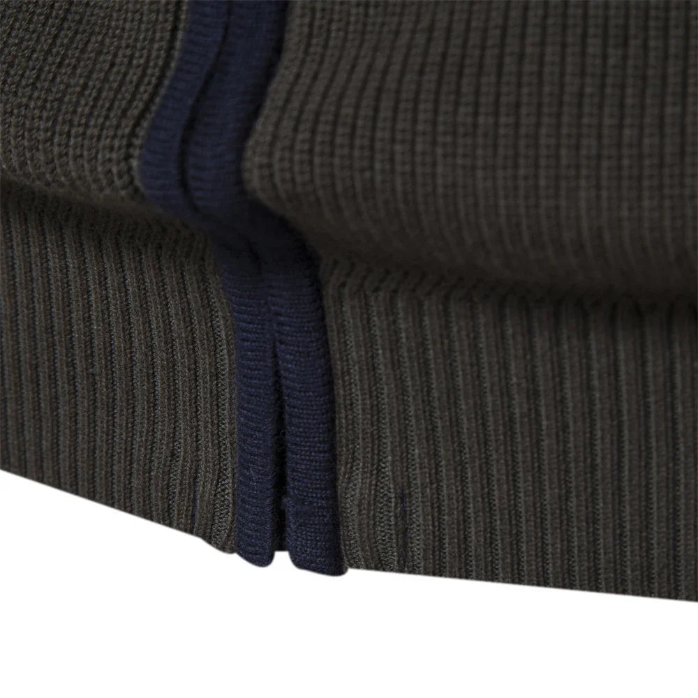 Herren Strickjacke Reißverschluss Stehkragen Blockfarben Raglanärmel