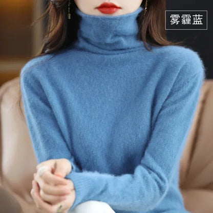 Damen Rollkragenpullover mit langen Ärmeln, weiches Material