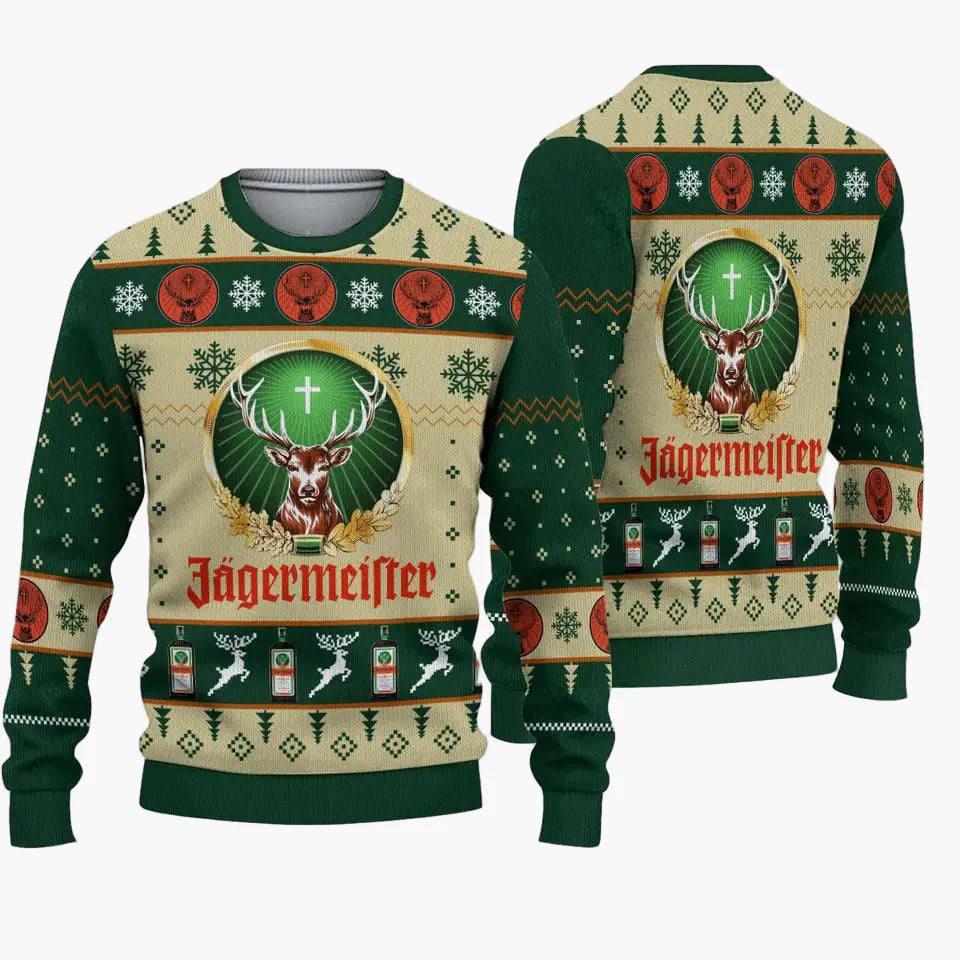 Herren Jägermeister Ugly Christmas Sweater – Festlicher Pullover für Weihnachten & Winterpartys