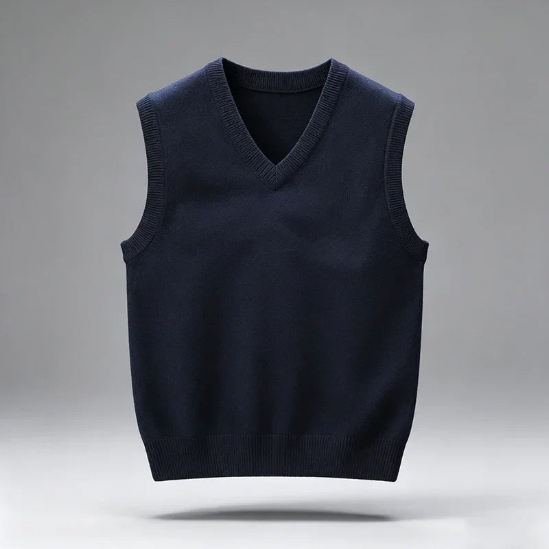 Unisex Pullover Weste V-Ausschnitt Strickweste Ärmellos Casual Weiches Material
