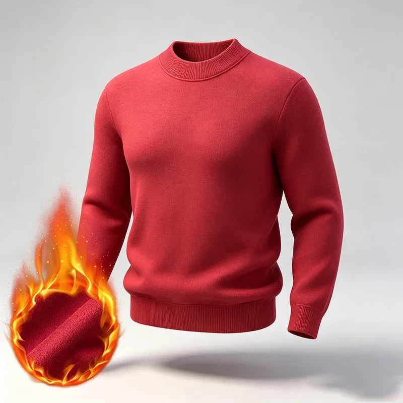 Herren Mock-Neck Pullover Langarm Basic Strickpullover