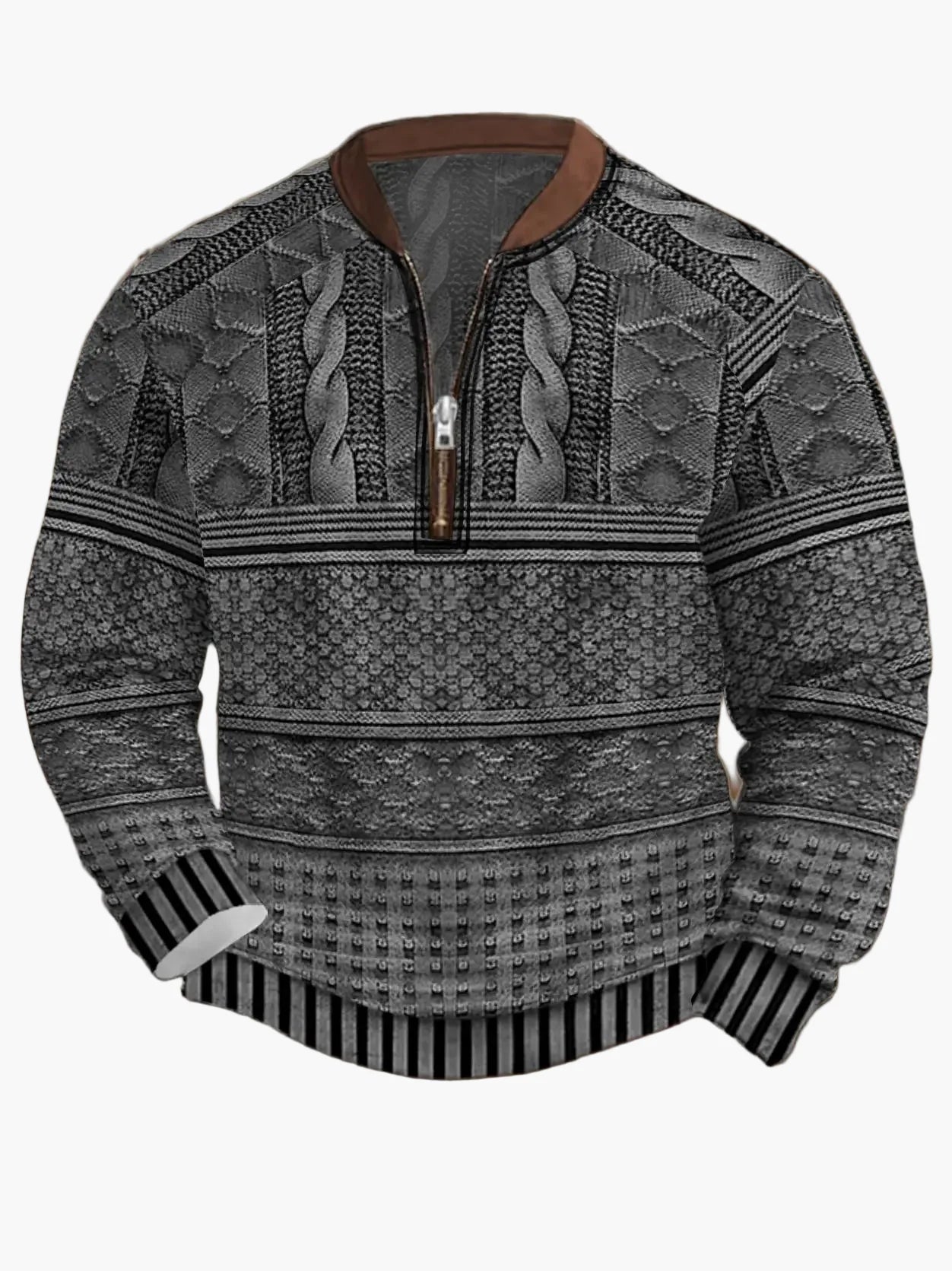 Herren Strickpullover im Street Style mit halbem Reißverschluss – Modischer Freizeitpullover für Frühling und Herbst