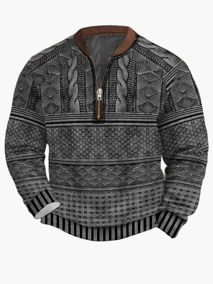 Herren Strickpullover im Street Style mit halbem Reißverschluss – Modischer Freizeitpullover für Frühling und Herbst
