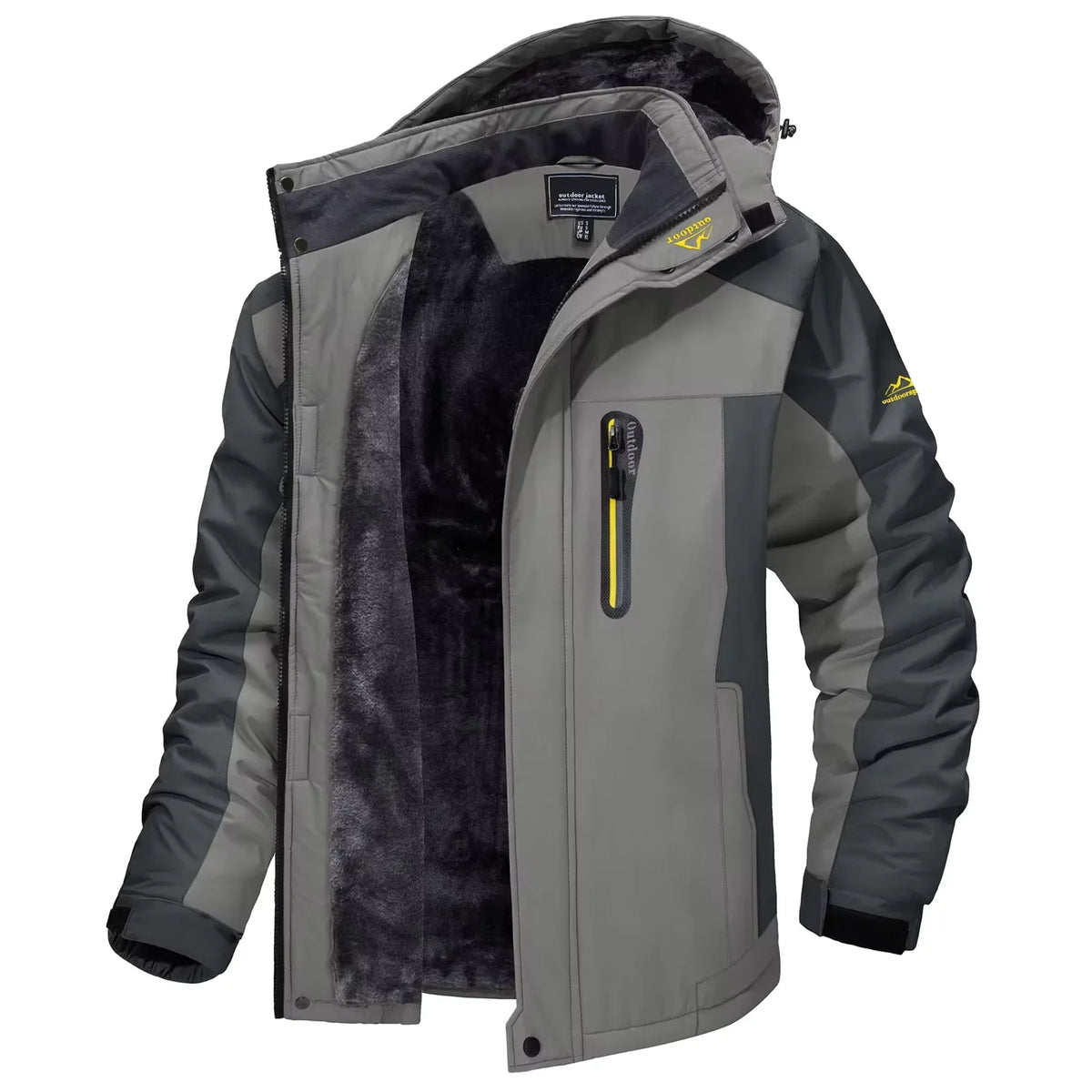 Herren Winterjacke mit Kapuze Gefütterte Outdoor-Jacke Wasserabweisend Warm