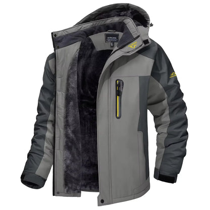 Herren Winterjacke mit Kapuze Gefütterte Outdoor-Jacke Wasserabweisend Warm