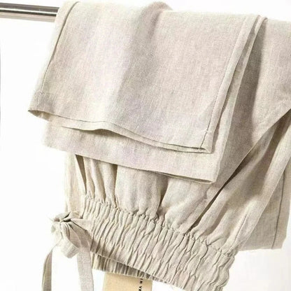 Leichte Hose aus Leinenstoff mit elastischem Bund – Weiß