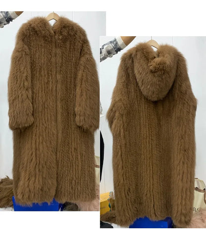 Damen Langer Kunstpelzmantel mit Kapuze, Teddyfell Optik, Mehrfarbig