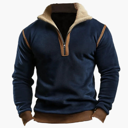 Herren Vintage Patchwork Fleece Pullover – Retro Style für Herbst und Winter