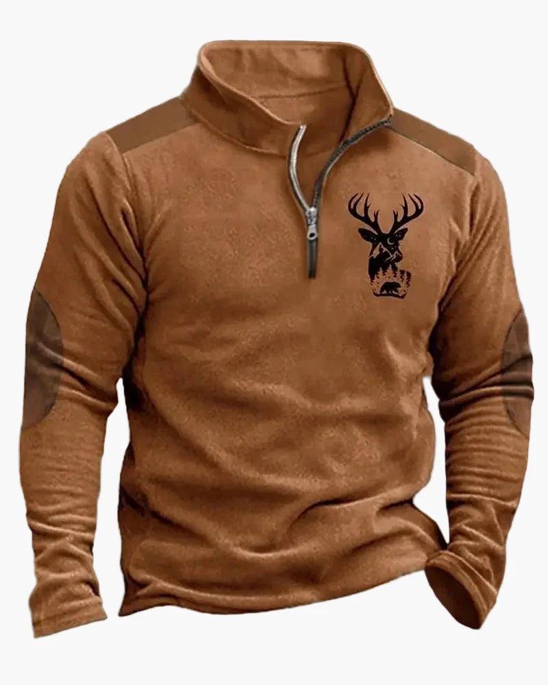Herren Half-Zip Pullover mit Jagdmotiv