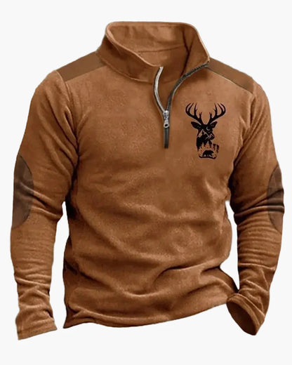Herren Half-Zip Pullover mit Jagdmotiv